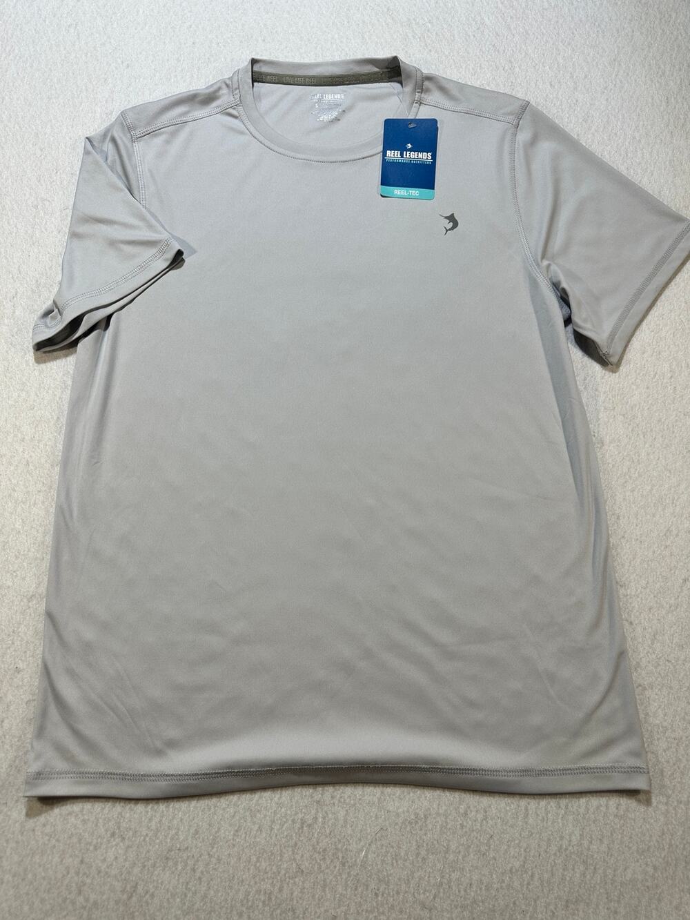 Reel Legends Reel-Tec Men’s Small Gray Performance Fishing Shirt NWT UPF